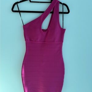 Herve Leger x Forever 21 One-Shoulder Magenta Bodycon Dress